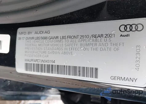 2018 Audi S6 4.0T Premium Plus из США, поврежденный, VIN WAUFFAFC7JN043154